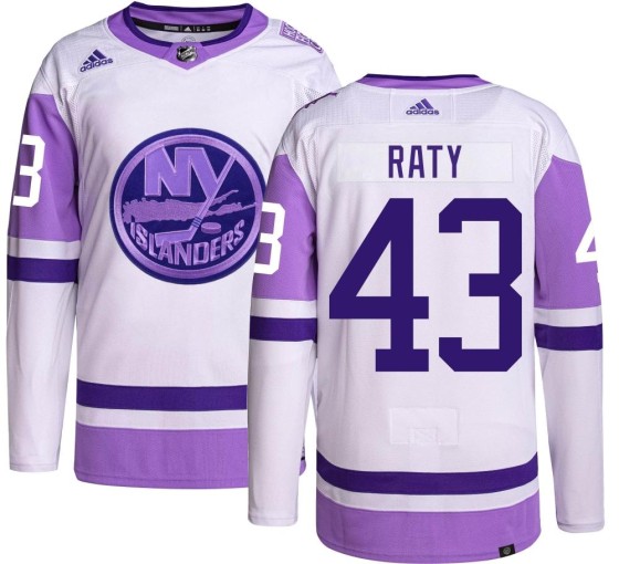 Authentic Adidas Men's Aatu Raty New York Islanders Hockey Fights Cancer Jersey -