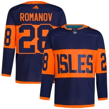 Authentic Adidas Men's Alexander Romanov New York Islanders 2024 Stadium Series Primegreen Jersey - Navy