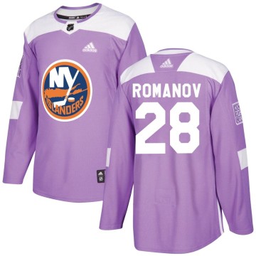 Authentic Adidas Men's Alexander Romanov New York Islanders Fights Cancer Practice Jersey - Purple