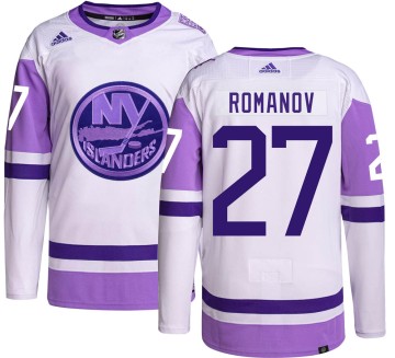 Authentic Adidas Men's Alexander Romanov New York Islanders Hockey Fights Cancer Jersey -