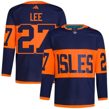 Authentic Adidas Men's Anders Lee New York Islanders 2024 Stadium Series Primegreen Jersey - Navy