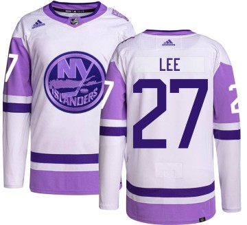 Authentic Adidas Men's Anders Lee New York Islanders Hockey Fights Cancer Jersey -