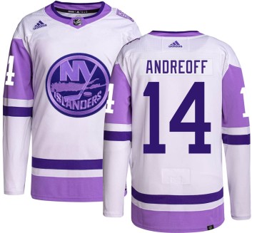 Authentic Adidas Men's Andy Andreoff New York Islanders Hockey Fights Cancer Jersey -