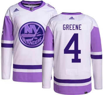 Authentic Adidas Men's Andy Greene New York Islanders Hockey Fights Cancer Jersey - Green