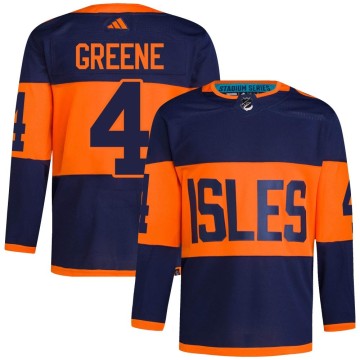 Authentic Adidas Men's Andy Greene New York Islanders Navy 2024 Stadium Series Primegreen Jersey - Green