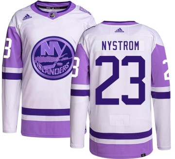 Authentic Adidas Men's Bob Nystrom New York Islanders Hockey Fights Cancer Jersey -