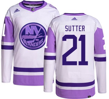 Authentic Adidas Men's Brent Sutter New York Islanders Hockey Fights Cancer Jersey -