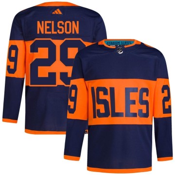 Authentic Adidas Men's Brock Nelson New York Islanders 2024 Stadium Series Primegreen Jersey - Navy