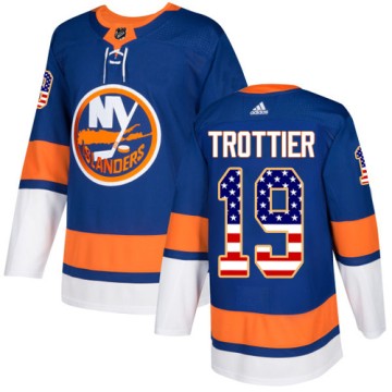 Authentic Adidas Men's Bryan Trottier New York Islanders USA Flag Fashion Jersey - Royal Blue