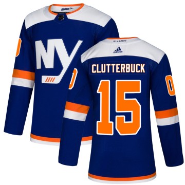 Authentic Adidas Men's Cal Clutterbuck New York Islanders Alternate Jersey - Blue