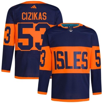 Authentic Adidas Men's Casey Cizikas New York Islanders 2024 Stadium Series Primegreen Jersey - Navy