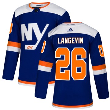Authentic Adidas Men's Dave Langevin New York Islanders Alternate Jersey - Blue