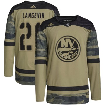 Authentic Adidas Men's Dave Langevin New York Islanders Military Appreciation Practice Jersey - Camo