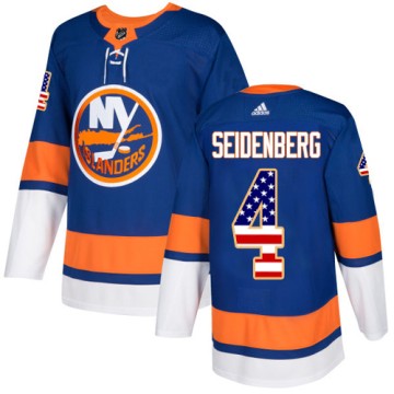 Authentic Adidas Men's Dennis Seidenberg New York Islanders USA Flag Fashion Jersey - Royal Blue