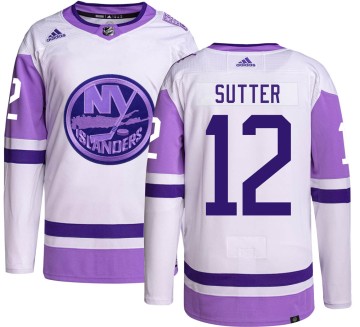 Authentic Adidas Men's Duane Sutter New York Islanders Hockey Fights Cancer Jersey -