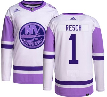 Authentic Adidas Men's Glenn Resch New York Islanders Hockey Fights Cancer Jersey -