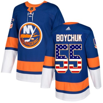Authentic Adidas Men's Johnny Boychuk New York Islanders USA Flag Fashion Jersey - Royal Blue