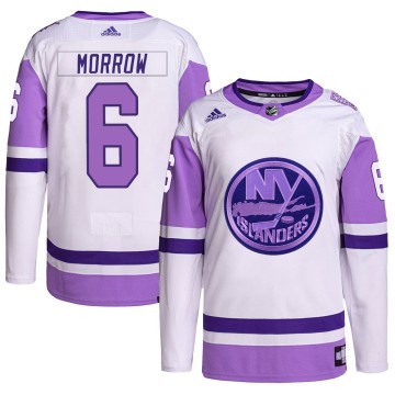 Authentic Adidas Men's Ken Morrow New York Islanders Hockey Fights Cancer Primegreen Jersey - White/Purple