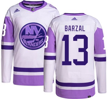 Authentic Adidas Men's Mathew Barzal New York Islanders Hockey Fights Cancer Jersey -