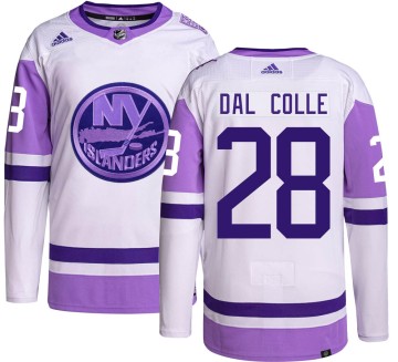 Authentic Adidas Men's Michael Dal Colle New York Islanders Hockey Fights Cancer Jersey -