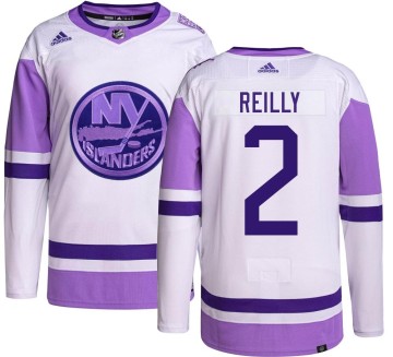 Authentic Adidas Men's Mike Reilly New York Islanders Hockey Fights Cancer Jersey -