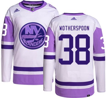Authentic Adidas Men's Parker Wotherspoon New York Islanders Hockey Fights Cancer Jersey -
