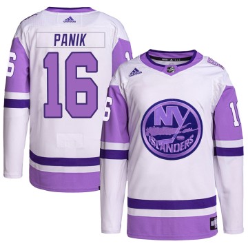 Authentic Adidas Men's Richard Panik New York Islanders Hockey Fights Cancer Primegreen Jersey - White/Purple