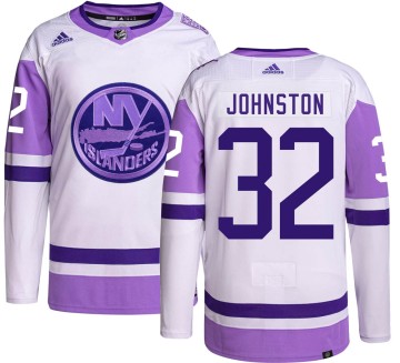 Authentic Adidas Men's Ross Johnston New York Islanders Hockey Fights Cancer Jersey -