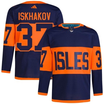 Authentic Adidas Men's Ruslan Iskhakov New York Islanders 2024 Stadium Series Primegreen Jersey - Navy