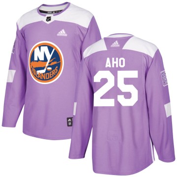 Authentic Adidas Men's Sebastian Aho New York Islanders Fights Cancer Practice Jersey - Purple