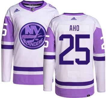 Authentic Adidas Men's Sebastian Aho New York Islanders Hockey Fights Cancer Jersey -