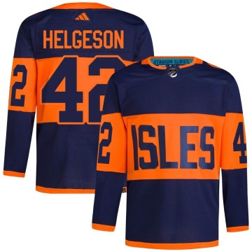 Authentic Adidas Men's Seth Helgeson New York Islanders 2024 Stadium Series Primegreen Jersey - Navy