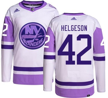 Authentic Adidas Men's Seth Helgeson New York Islanders Hockey Fights Cancer Jersey -