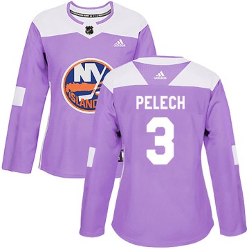 Authentic Adidas Women's Adam Pelech New York Islanders Fights Cancer Practice Jersey - Purple