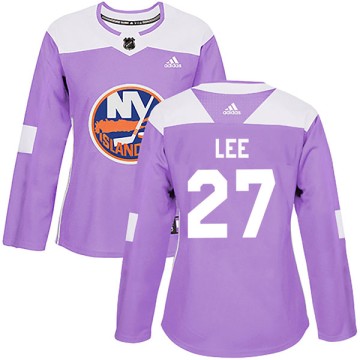 Authentic Adidas Women's Anders Lee New York Islanders Fights Cancer Practice Jersey - Purple