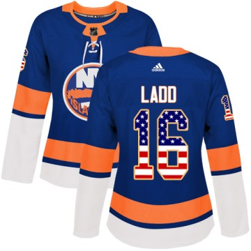 Authentic Adidas Women's Andrew Ladd New York Islanders USA Flag Fashion Jersey - Royal Blue