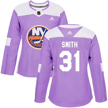 Authentic Adidas Women's Billy Smith New York Islanders Fights Cancer Practice Jersey - Purple