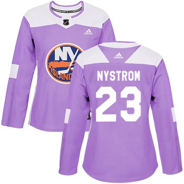 Authentic Adidas Women's Bob Nystrom New York Islanders Fights Cancer Practice Jersey - Purple