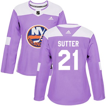 Authentic Adidas Women's Brent Sutter New York Islanders Fights Cancer Practice Jersey - Purple