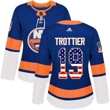 Authentic Adidas Women's Bryan Trottier New York Islanders USA Flag Fashion Jersey - Royal Blue