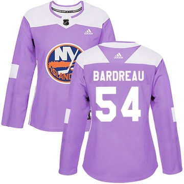Authentic Adidas Women's Cole Bardreau New York Islanders Fights Cancer Practice Jersey - Purple
