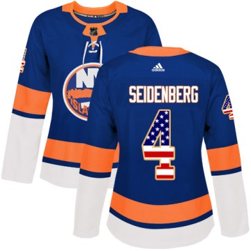 Authentic Adidas Women's Dennis Seidenberg New York Islanders USA Flag Fashion Jersey - Royal Blue