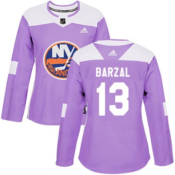 Authentic Adidas Women's Mathew Barzal New York Islanders Fights Cancer Practice Jersey - Purple