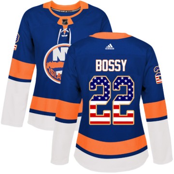 Authentic Adidas Women's Mike Bossy New York Islanders USA Flag Fashion Jersey - Royal Blue