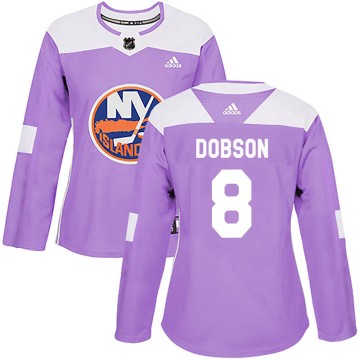 Authentic Adidas Women's Noah Dobson New York Islanders Fights Cancer Practice Jersey - Purple