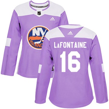 Authentic Adidas Women's Pat LaFontaine New York Islanders Fights Cancer Practice Jersey - Purple