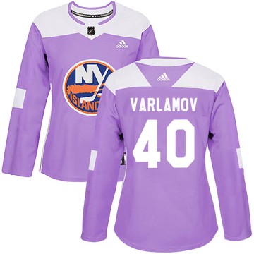 Authentic Adidas Women's Semyon Varlamov New York Islanders Fights Cancer Practice Jersey - Purple