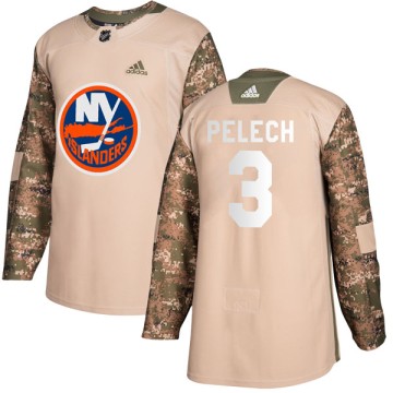 Authentic Adidas Youth Adam Pelech New York Islanders Veterans Day Practice Jersey - Camo