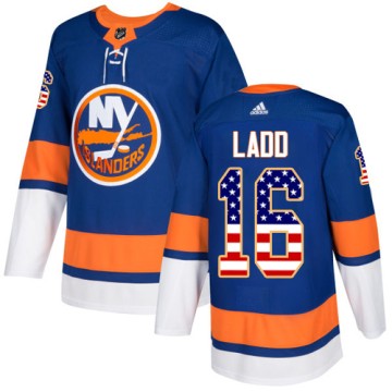 Authentic Adidas Youth Andrew Ladd New York Islanders USA Flag Fashion Jersey - Royal Blue