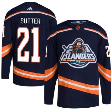Authentic Adidas Youth Brent Sutter New York Islanders Reverse Retro 2.0 Jersey - Navy